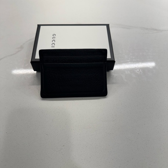 Gucci Black Card Holder with Gold Bee Accent - Picture 4 of 6